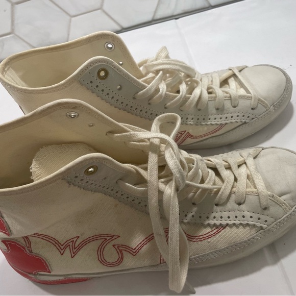 Converse All Star Sasha Hi Top Woman’s Sneaker Size 8.5 Red Leather Flame Canvas - Picture 9 of 13